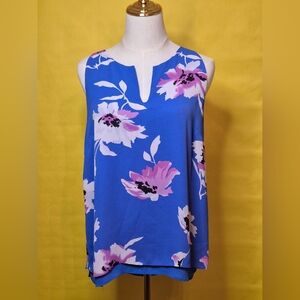 Floral Blue Sleeveless Top